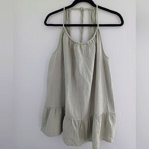 Xhilaration Pale Green Gauze Tiered Halter Style Top